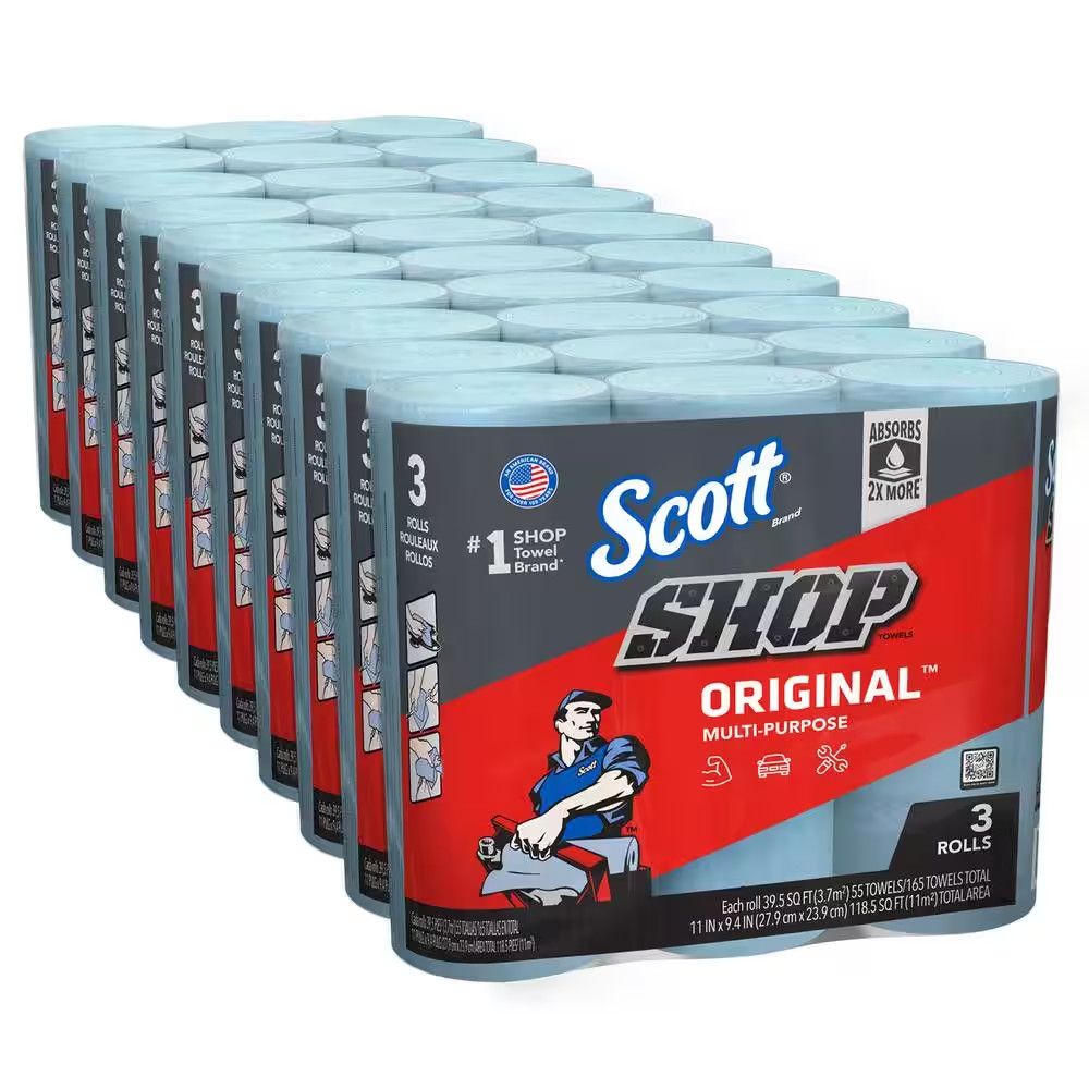 NEW Ultra-Strong Blue Shop Towels - 1-Ply 9x11 Cleaning Wipes (30 Rolls Total)