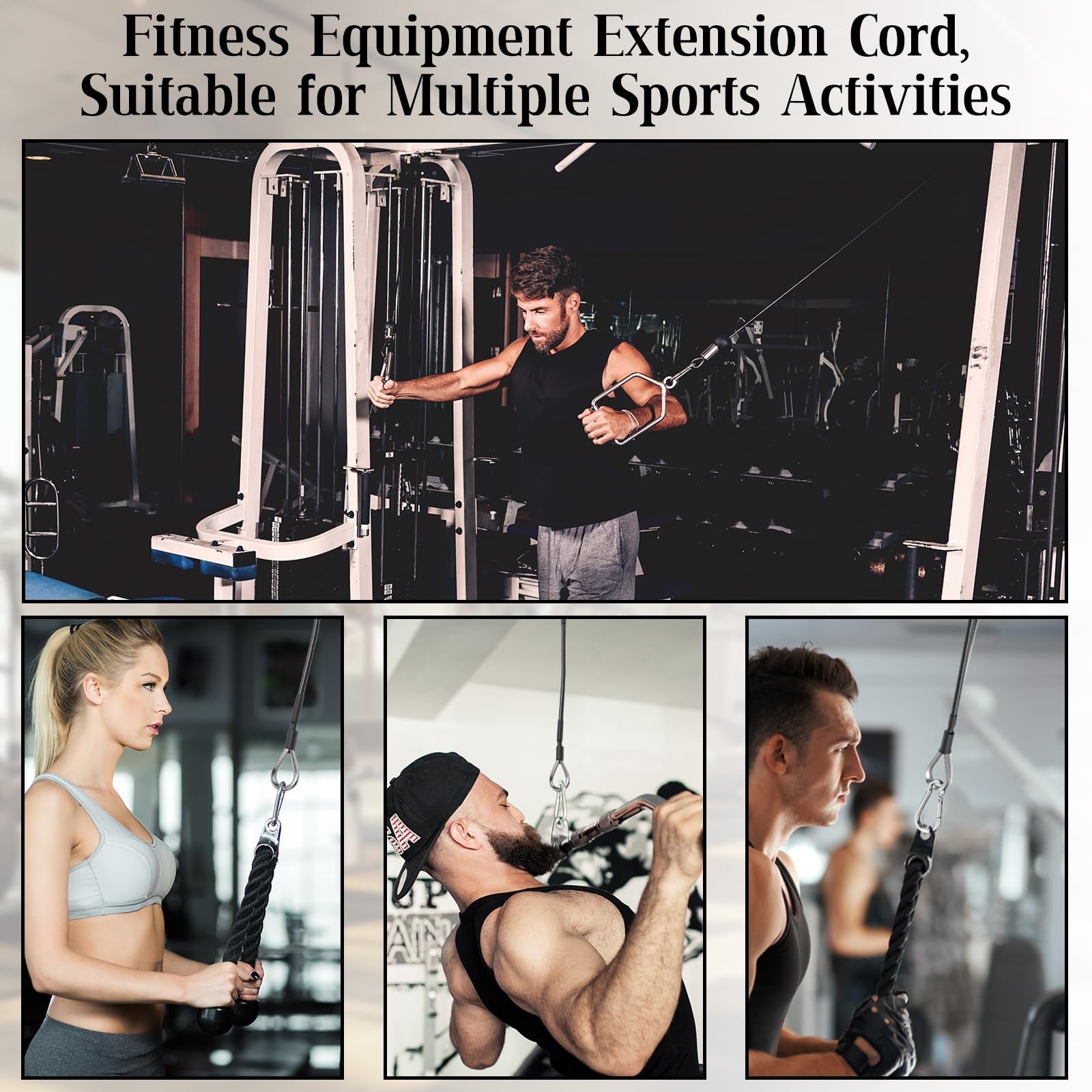 10" Gym Cable Extension 2 Pcs Replacement Cable for Lat Tricep Pull Down