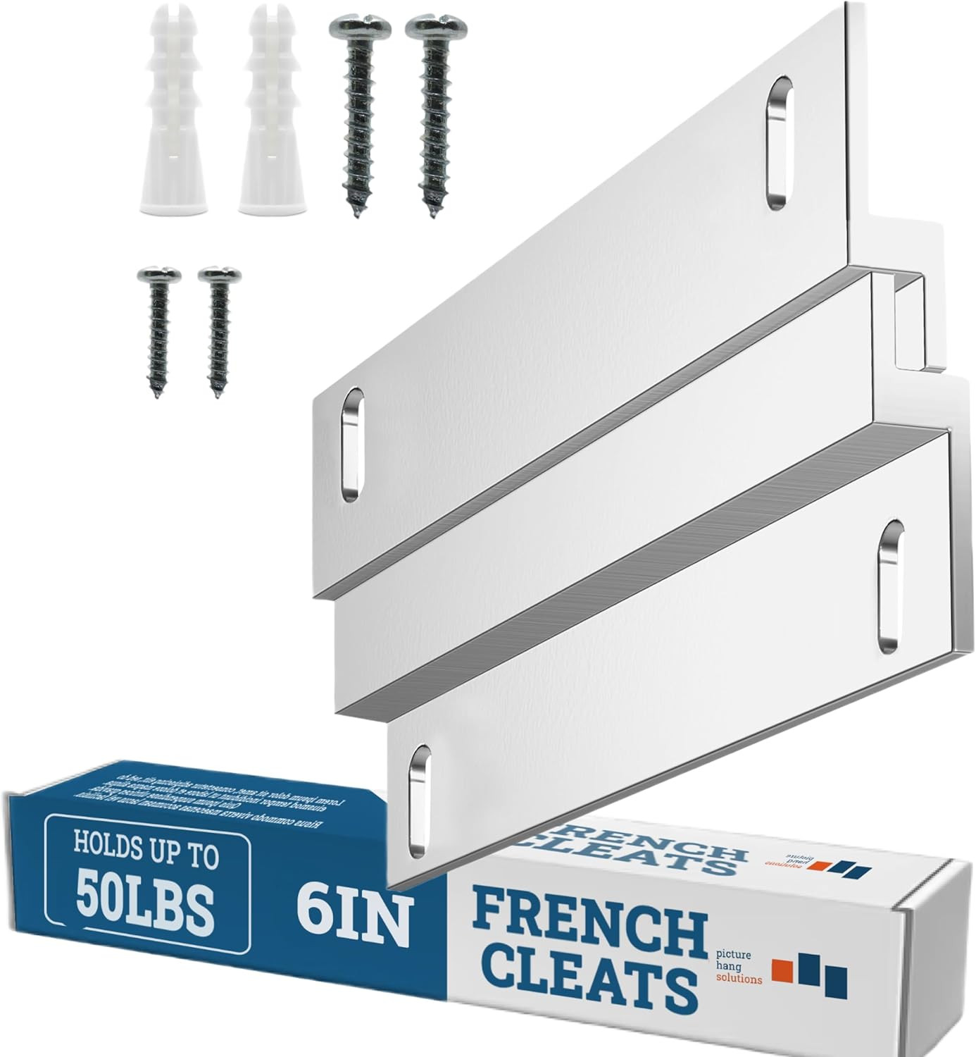PHS  French Cleat Hanger Kit  6In Heavy Duty Z Clips  Supports 50Lb