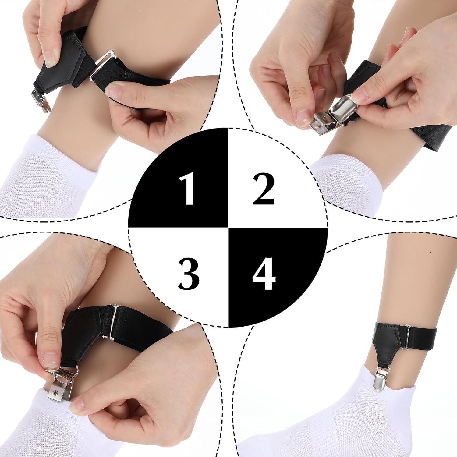 4pcs Sock Suspenders Men, Adjustable Elastic Garters for Men with...