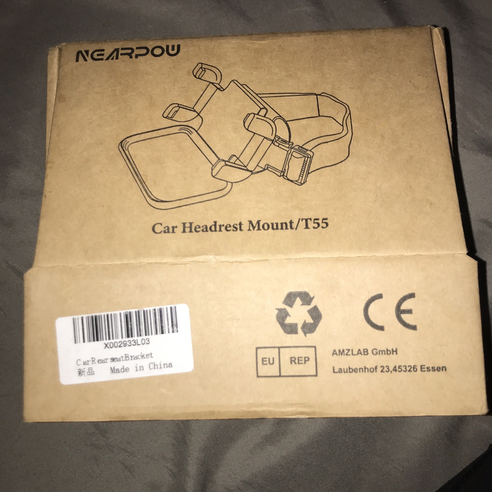 Headrest Phone Holder Tablet Car Mount, Adjustable 360° Rotating Black