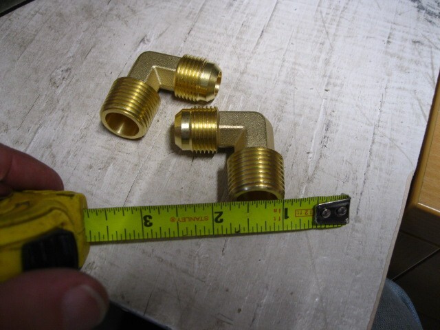(2 qty) 3/8" i.d. tube Male Flare x 1/2" NPT Male  90 Degree Elbow Brass Fitting