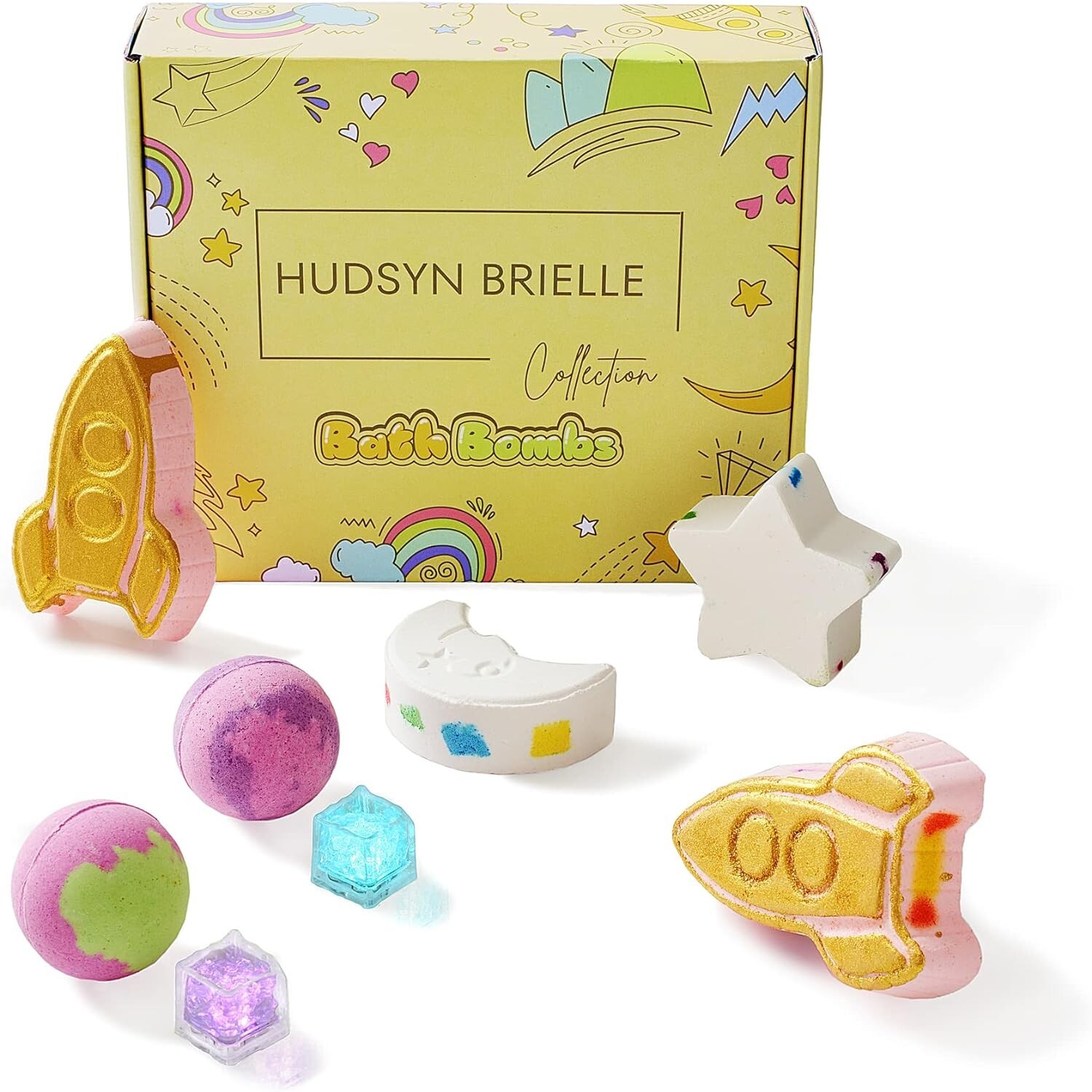 Galaxy Bath Bomb Set for Kids I 6 PCS Bubble Bath Fizzies I Rocket Ships, Light