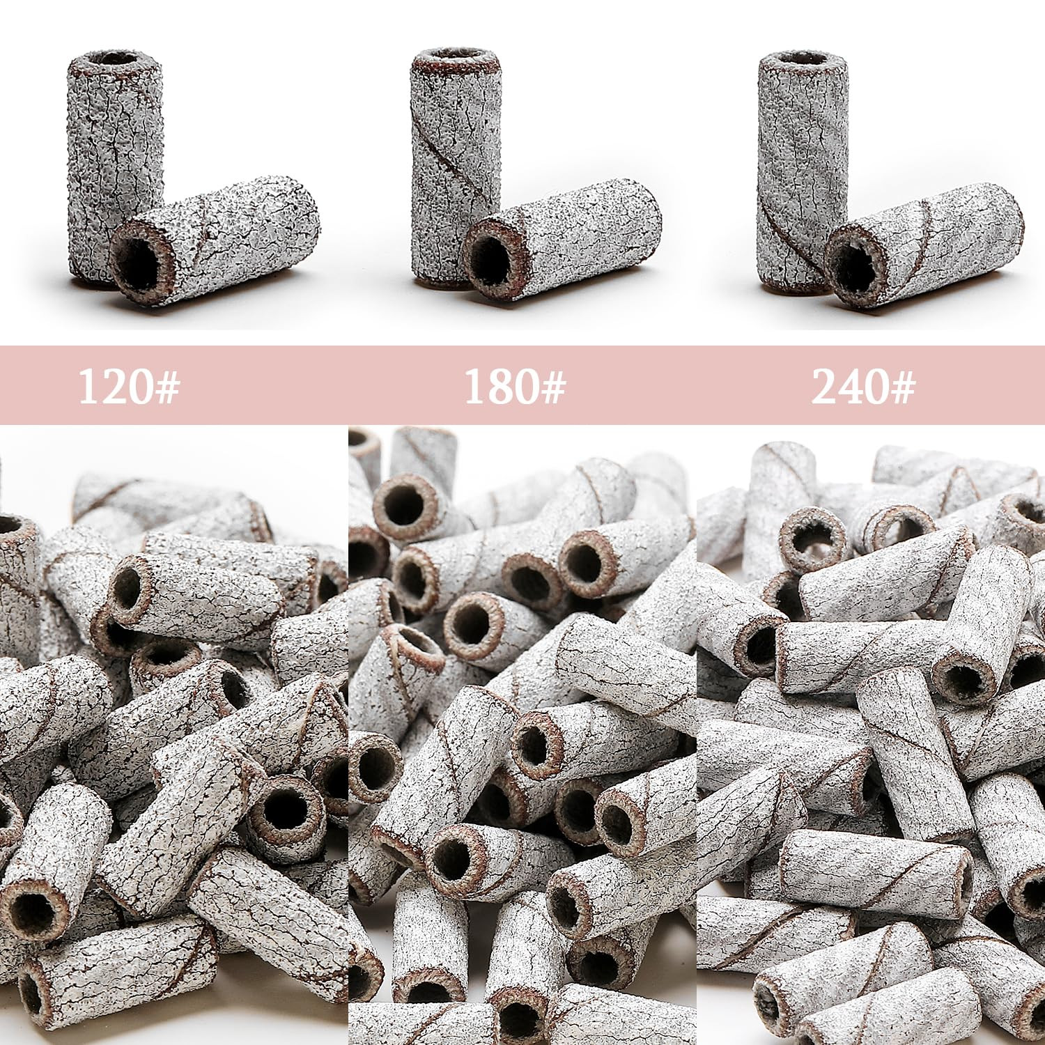 100Pcs Nail Drill Bits Small Sanding Bands with Upgrade 3.1Mm Mandrel Bit, 240 E