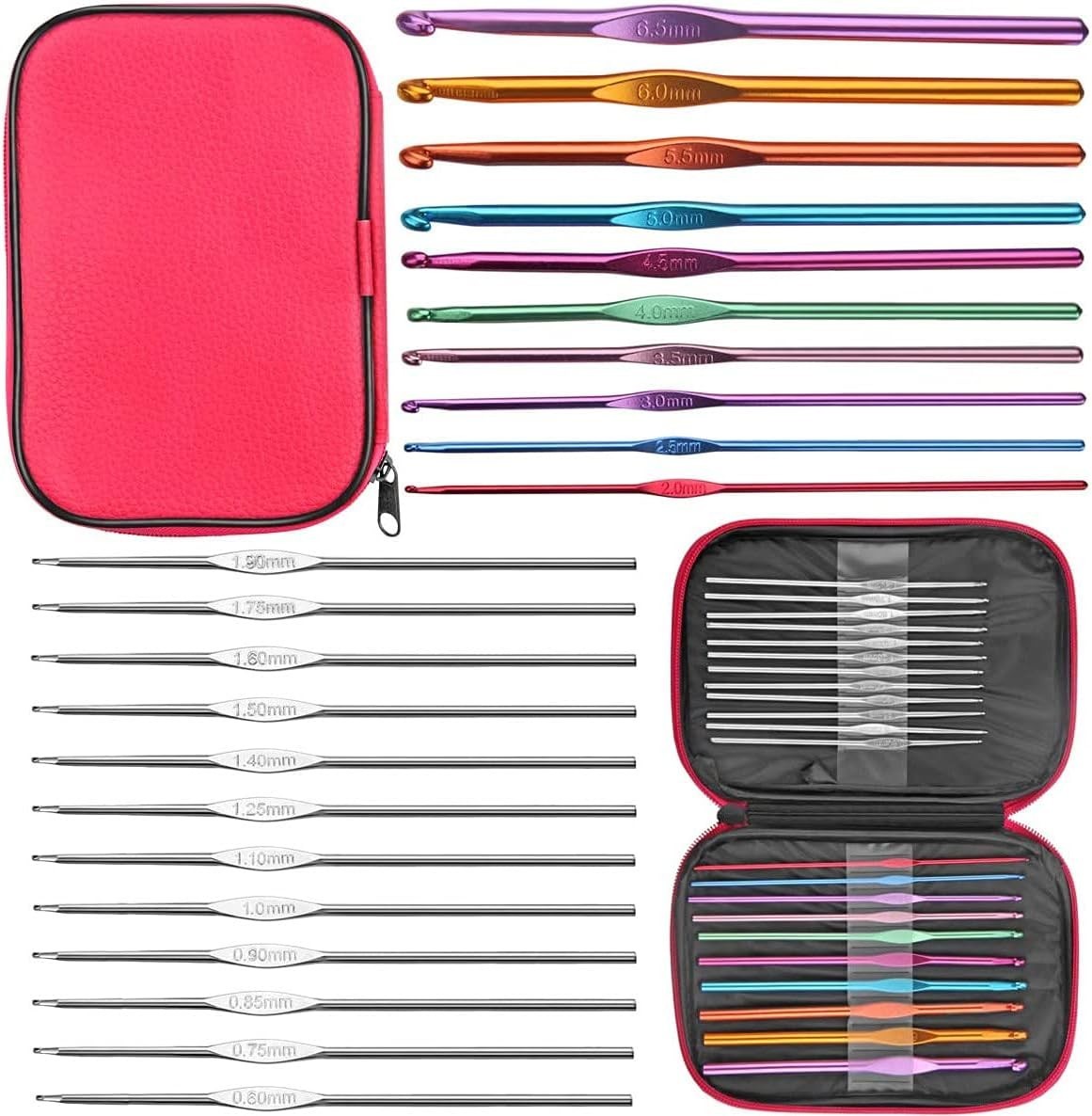 100-Piece Ergonomic Crochet Hook Set with Knitting Tools for All Skill Levels