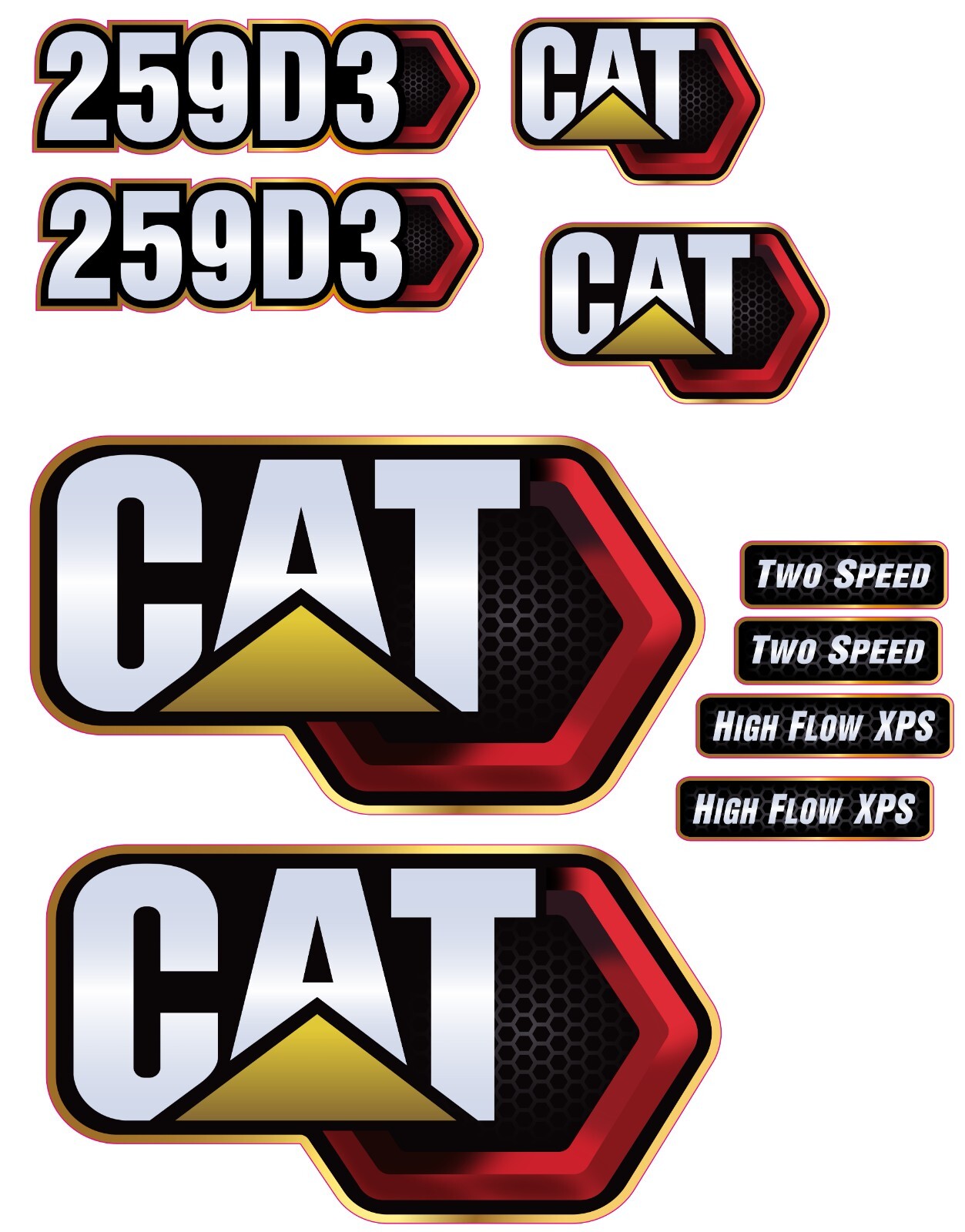 Fits Caterpillar 259D3 DECAL KIT SKID STEER3M VINYL / FREE SHIPPING