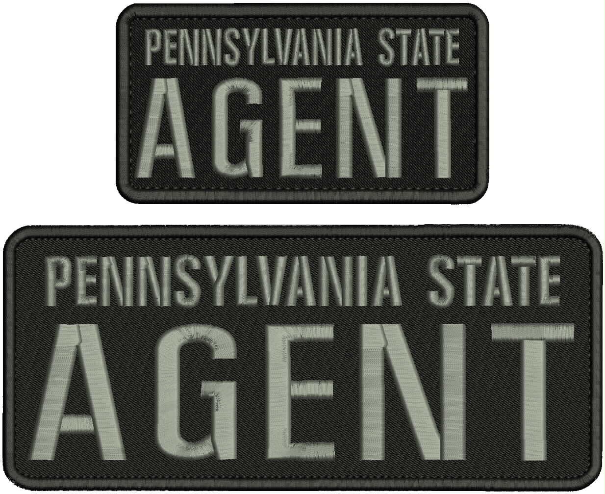 Pennsylvania State Agent Emb Patch 4x10 And 3x6 Hook On Back Gray On Black