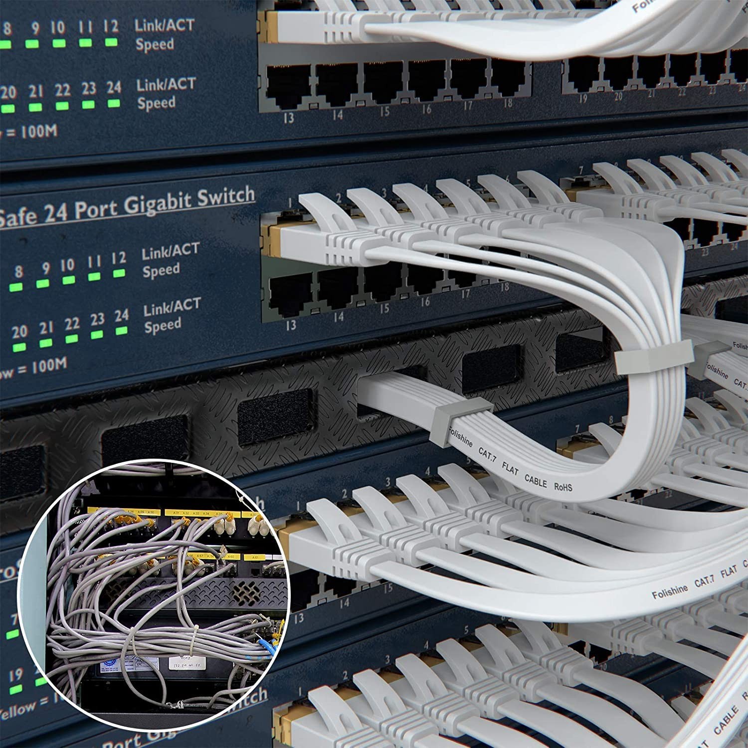 Ethernet Cable 15 ft, Cat7 High Speed Cable, Flat LAN Patch Cords 5M
