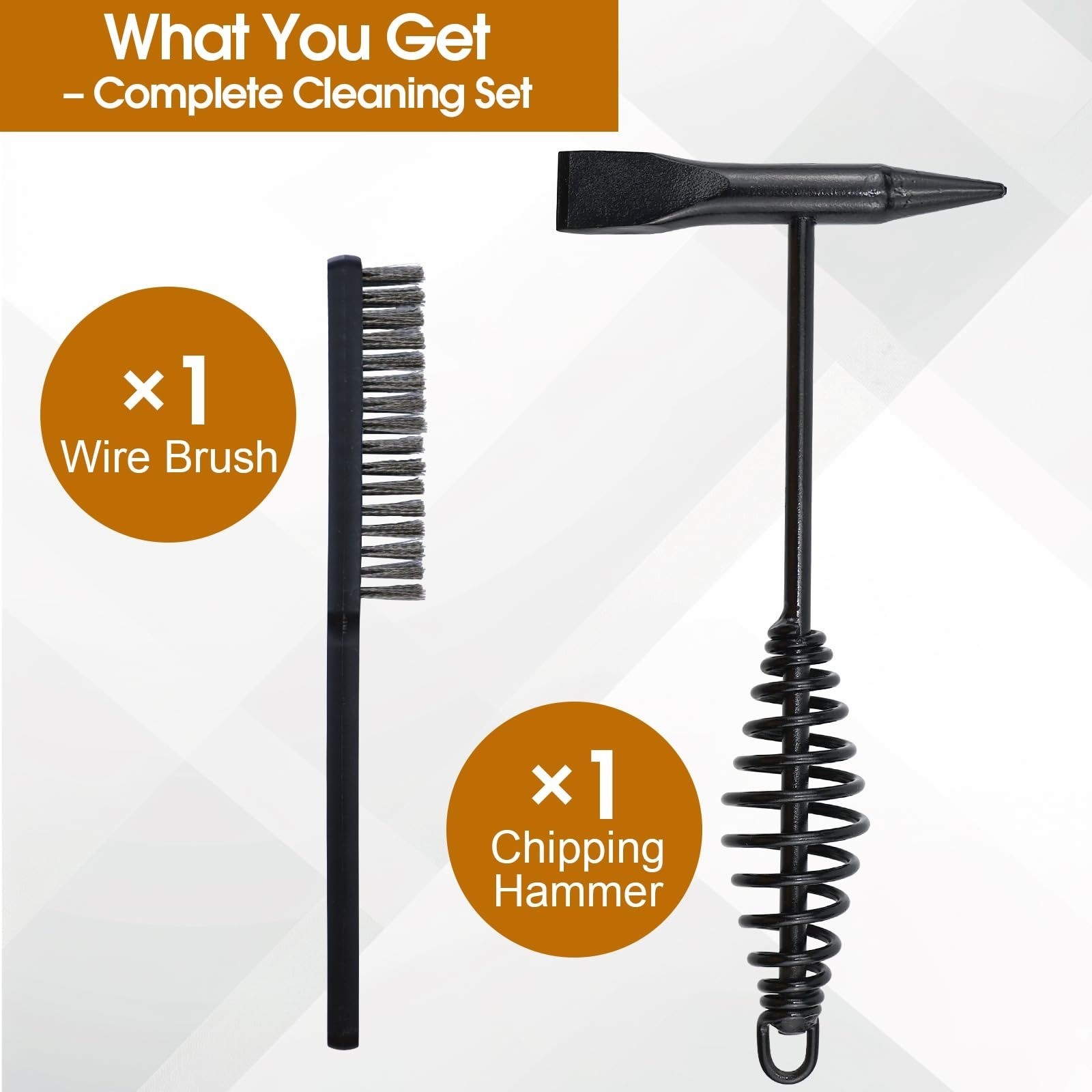 Chipping Hammer and Wire Brush Set - Heavy Duty Welding Tools