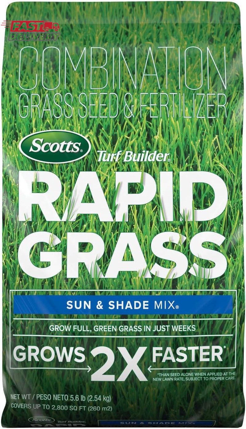 Scotts Turf Builder Rapid Grass Sun and Shade Mix, Combination Grass Seed and Fe