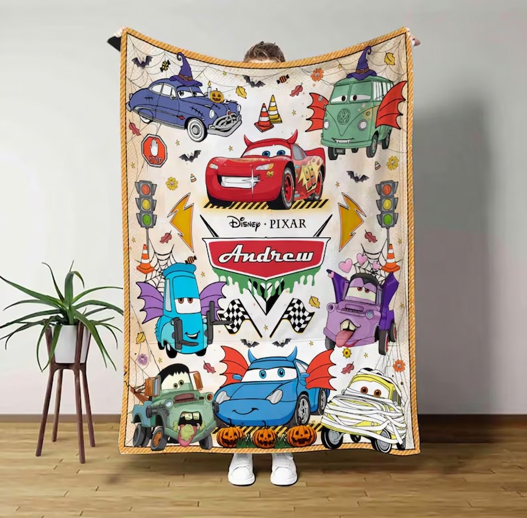 Personalized Name Disney Cars Halloween Fleece Blanket, Disney Fans Gift