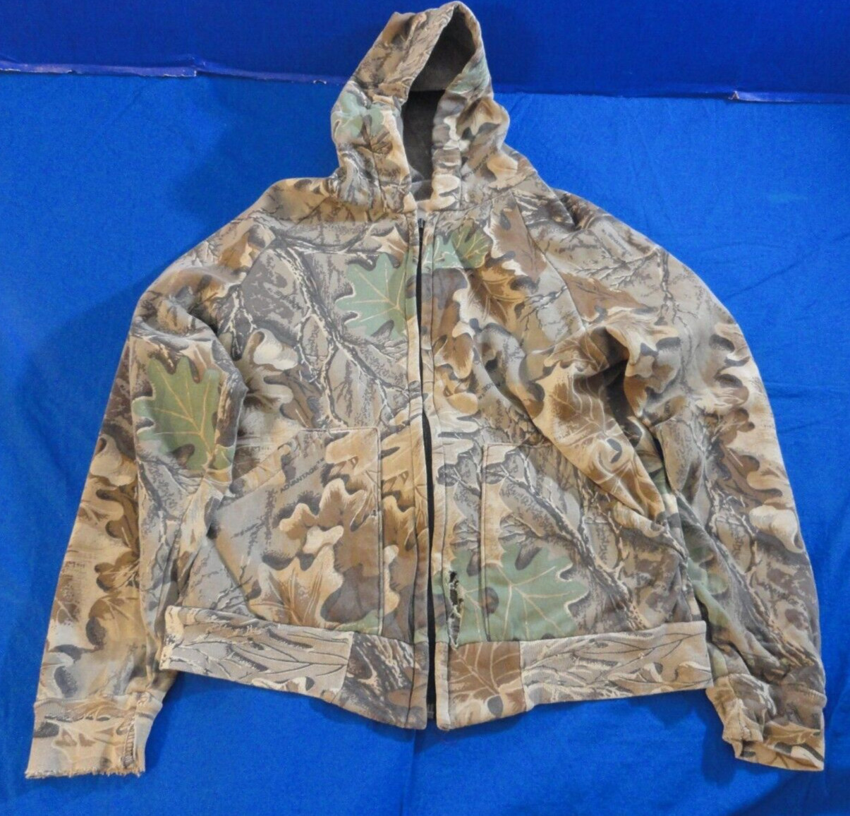 WALLS FOREST LEAVES CAMO FISHING HUNTING ZIP UP HOODIE SWEATER YOUTH 14-16