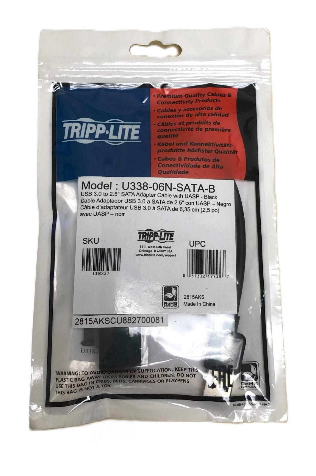 Tripp Lite USB 3.0 Super Speed to SATA 2.5" Adapter Cable U338-06N-SATA-B