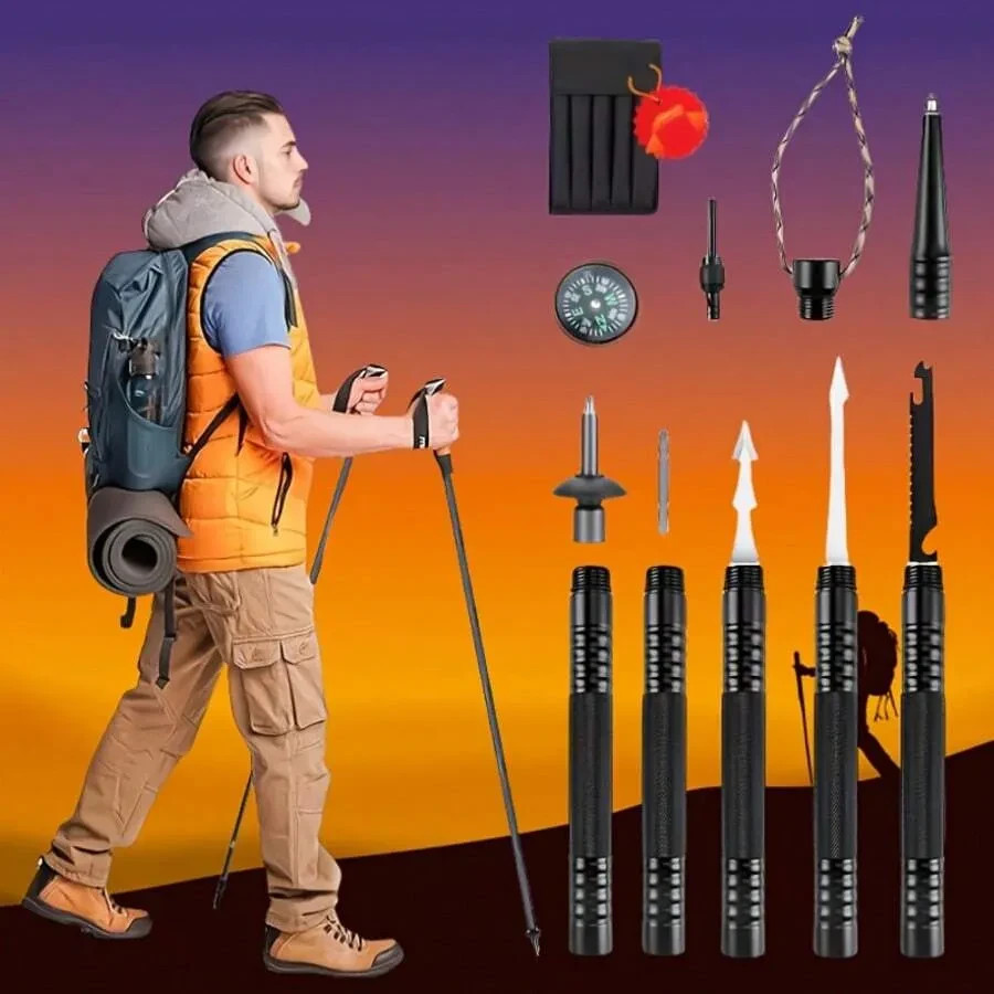Multi-Functional Hiking Stick Tactical Hiking Pole - Tool Equipment Hiking Pole