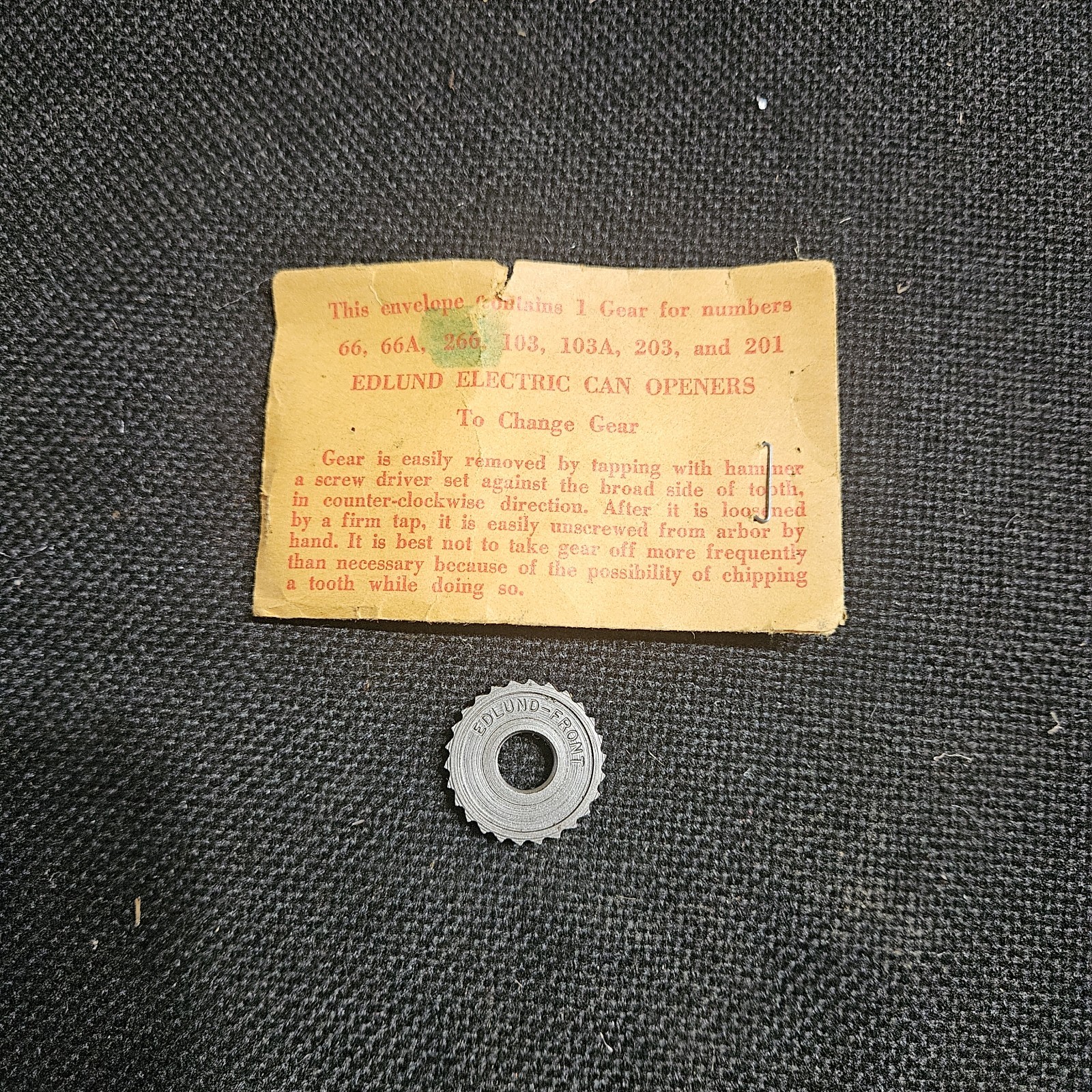 Edlund G-2 Can Opener Replacement Gear G011SP 66, 66A,103,266,203 & 201