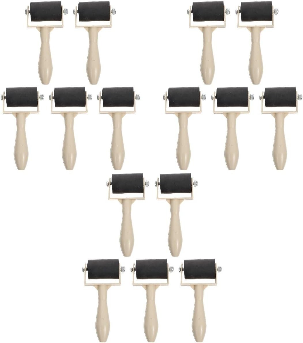 Relief Printing Brayers 15Pcs Rubber Printmaking Roller Plastic Brayer Roller
