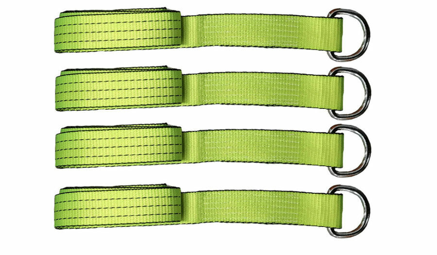(4) 8' Hi-VIZ Green Lasso Straps w/D-Rings Wheel Lift Tie Down Straps Tow Truck