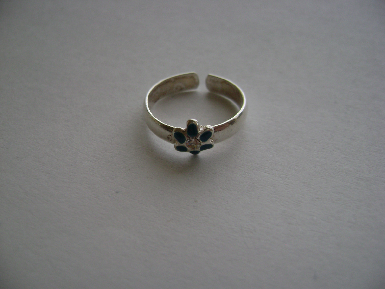 Sterling Silver Blue Enamel Crystal Stone Flower Toe Ring New