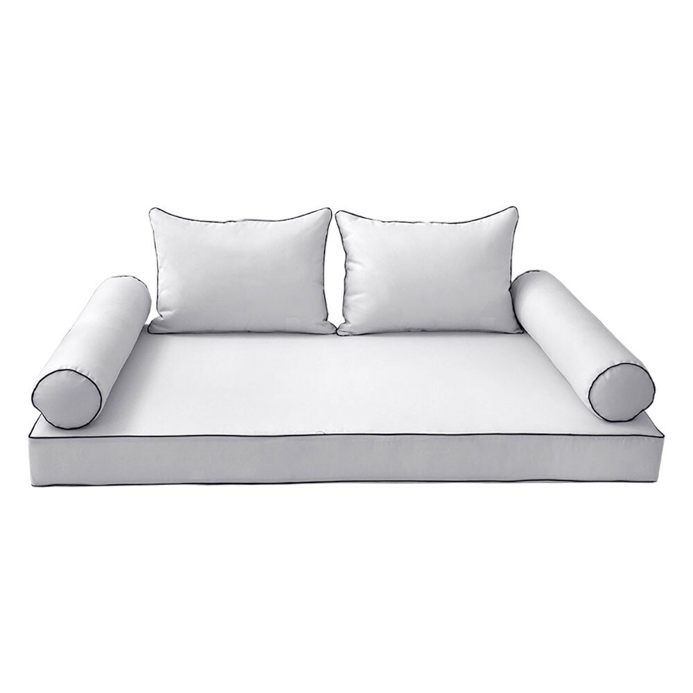 Style4 5PC Contrast Pipe Daybed Mattress Cushion Complete Set Full Size AD105