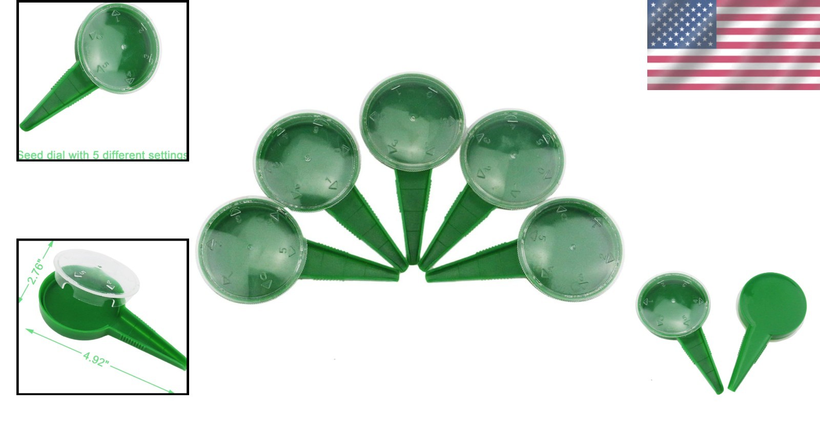 5 Pack Seed Dispenser Tool with Dial Settings for Perfect Planting Precision
