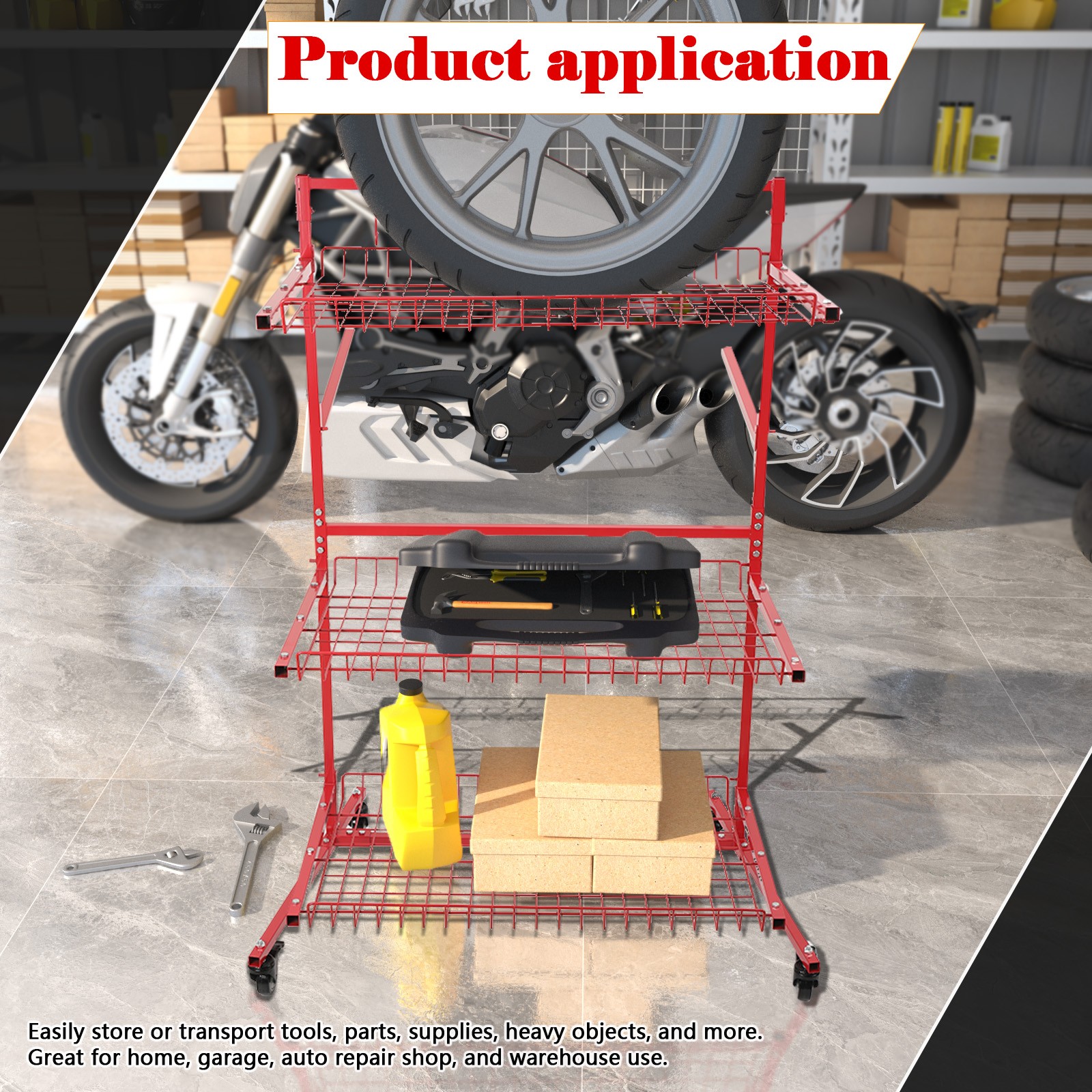 Parts Management Storage Rack Mobile Auto Body Rolling Parts Cart Body Shop Tool