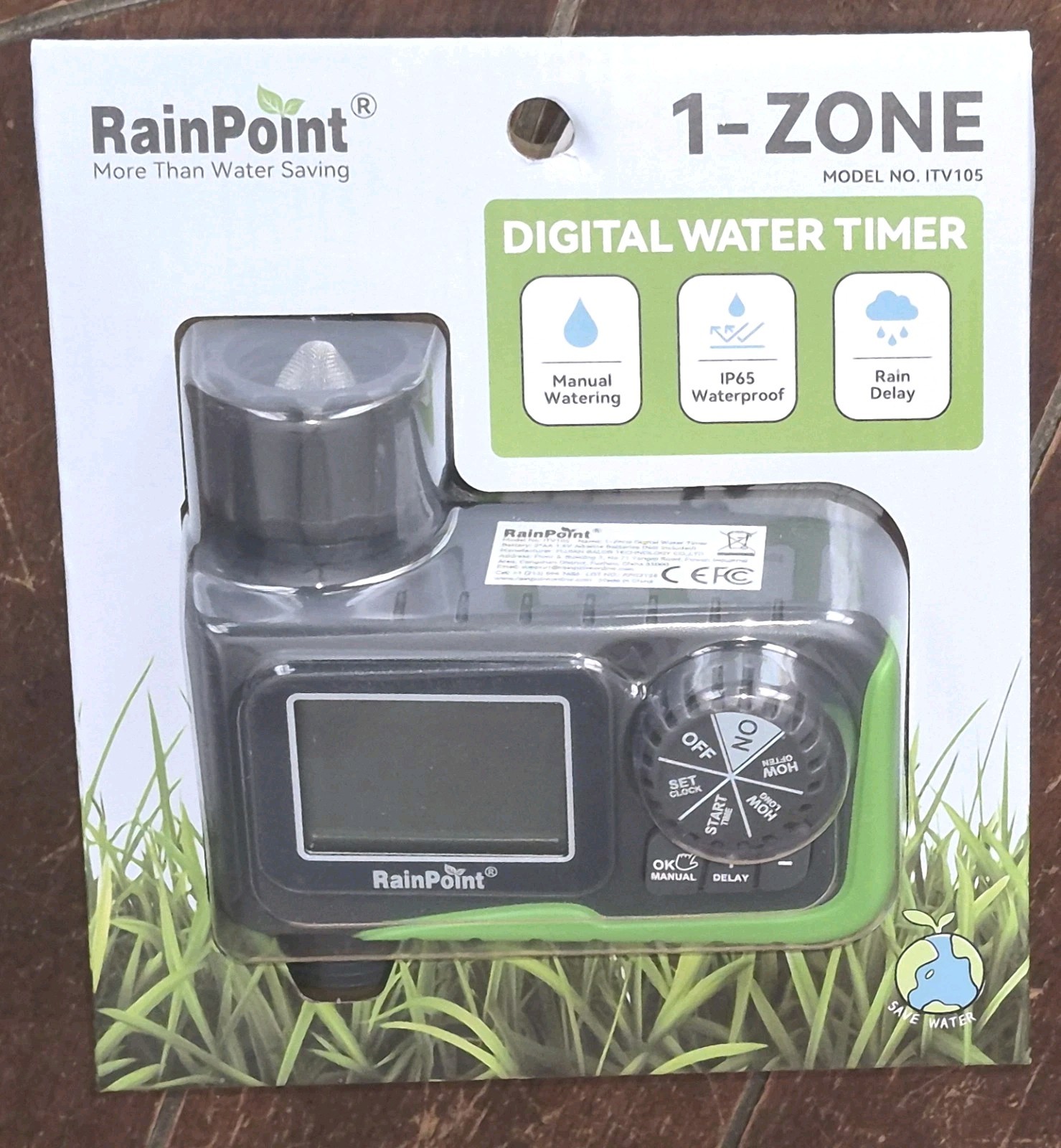 RainPoint 1-Zone Digital Water Timer *Manual Watering & Rain Delay* Item #ITV105