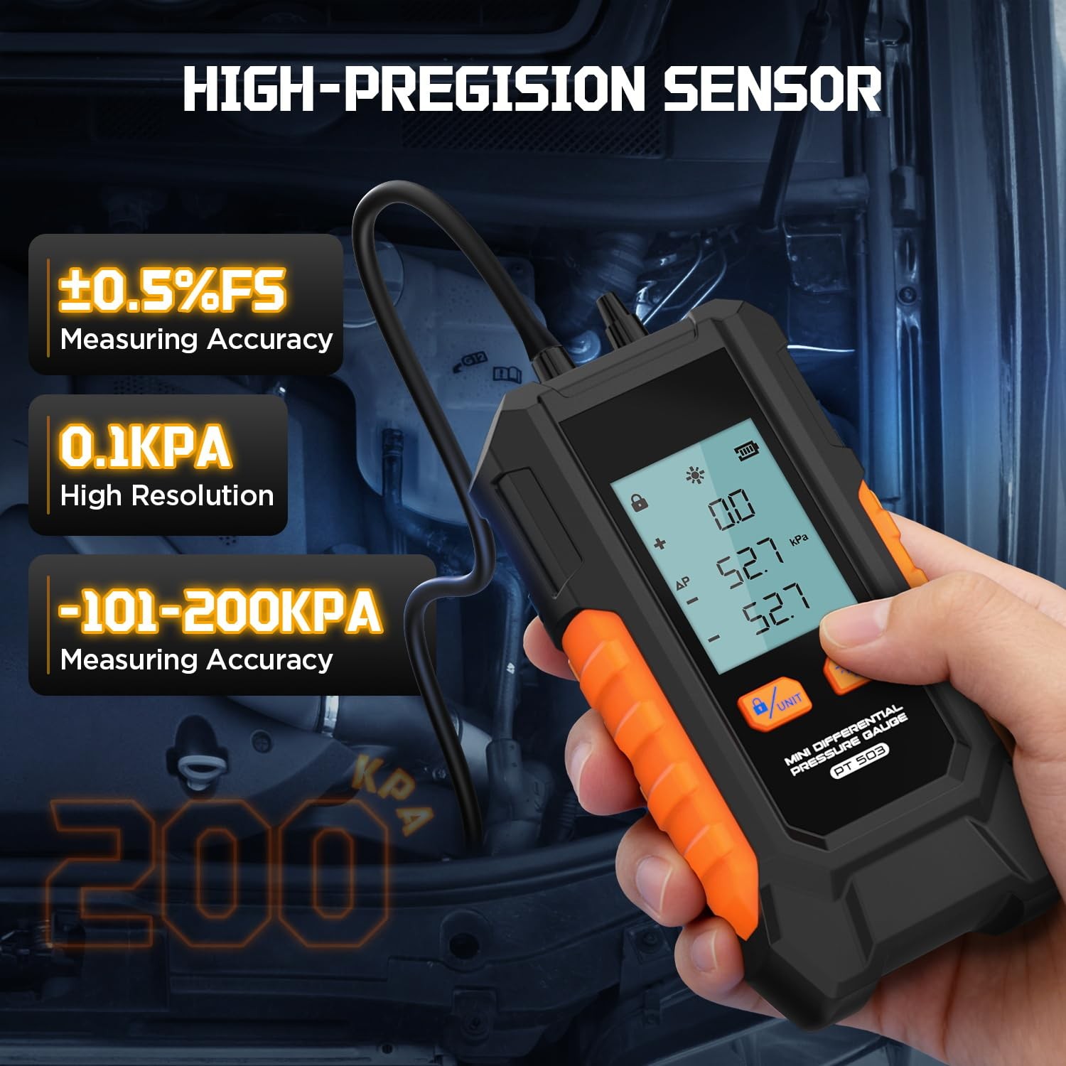 Manometer Gas Pressure Tester, Dual-Port HVAC Digital Differential Pressure...