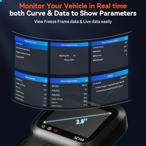 OBD2 Scanner, SC103 Car Code Reader, Diagnose Engine Light Smog Check