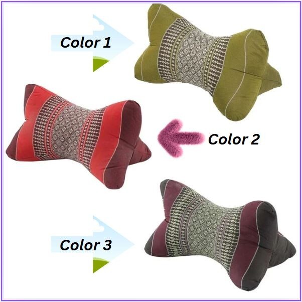 Bone Shape Neck Pillow Traditional Thai Handmade Kapok Filled Soft Supportive