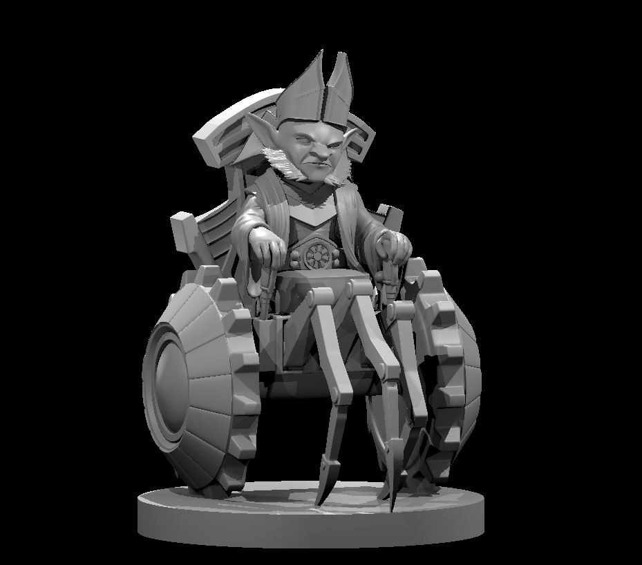 Goblin Artificer in Battle Chair Adventurer NPC 28mm Scale DND D&D Tabletop Mini