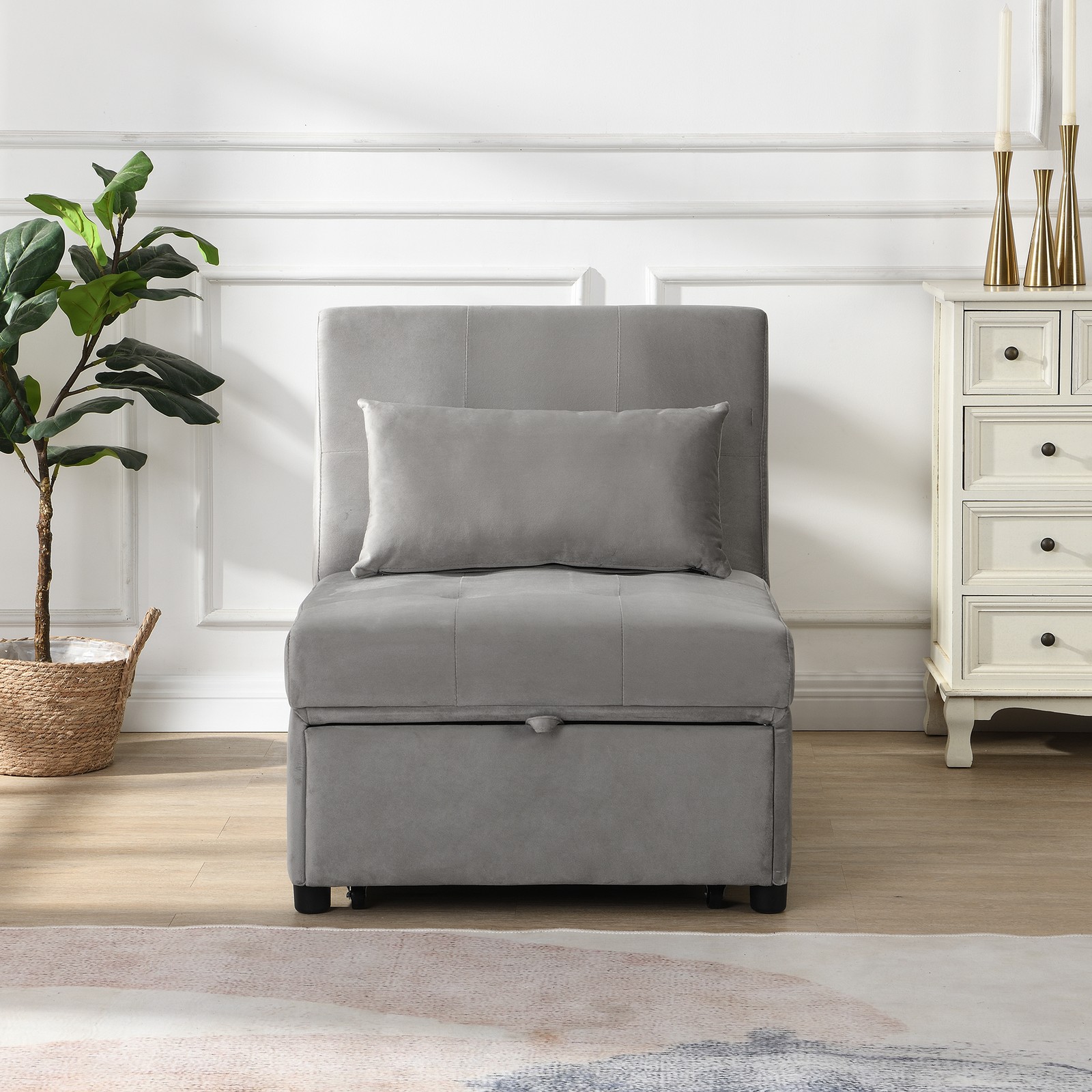 Folding Ottoman Sofa Bed Gray|Grey