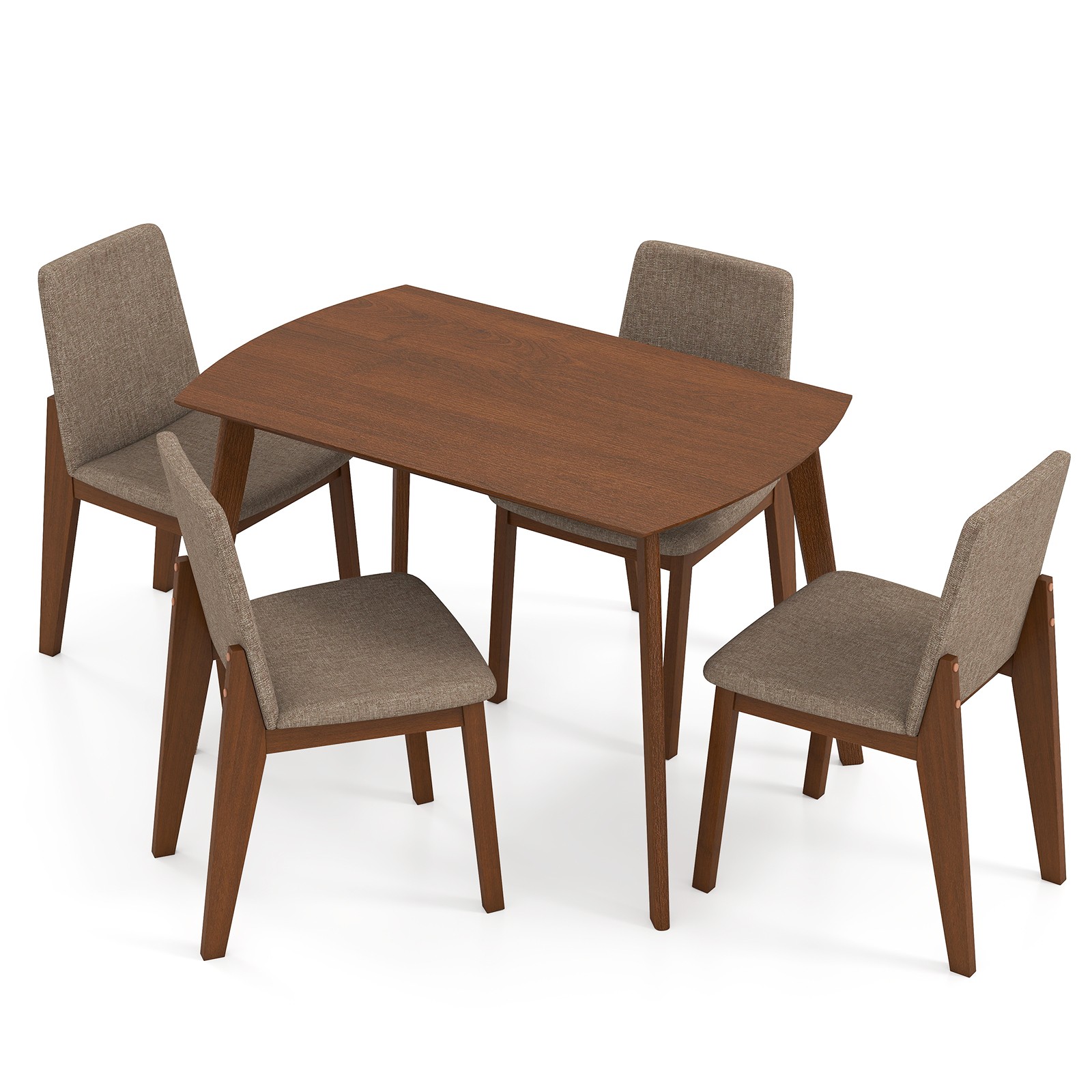 5-Piece Dining Table Set for 4,Rectangular Kitchen Table w/Linen Fabric Chairs