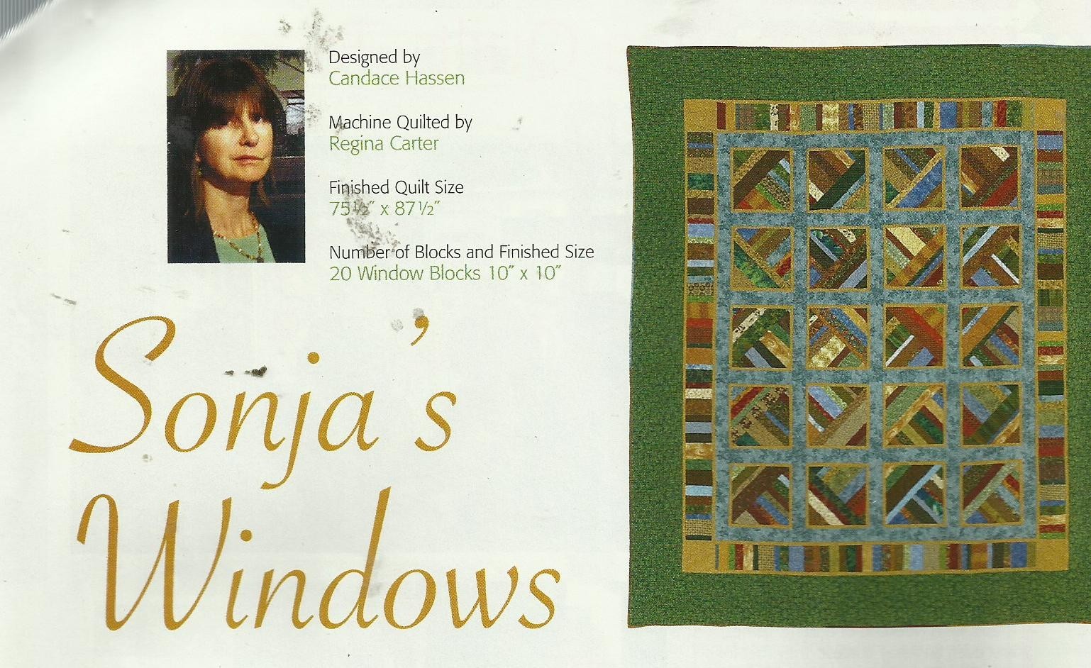 D0035 SONJA'S WINDOWS QUILT PATTERN/INSTRUCTIONS