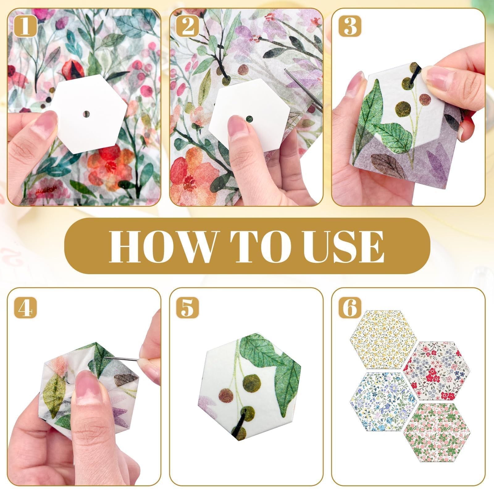 White Hexagon Piecing Paper Templates Quilting Patchwork 1 Inch 2400 PCS