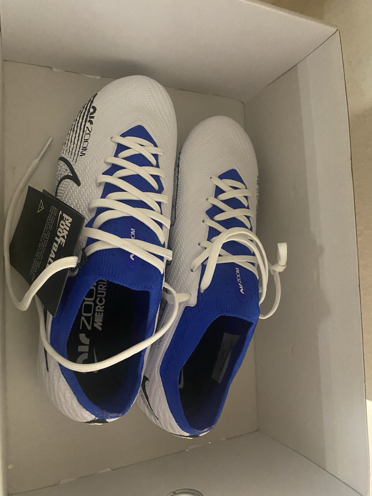 New Nike By Cecilia Cleats Zoom Mercurial Vapor 15 Elite White/Blue Sz M5/W6.5