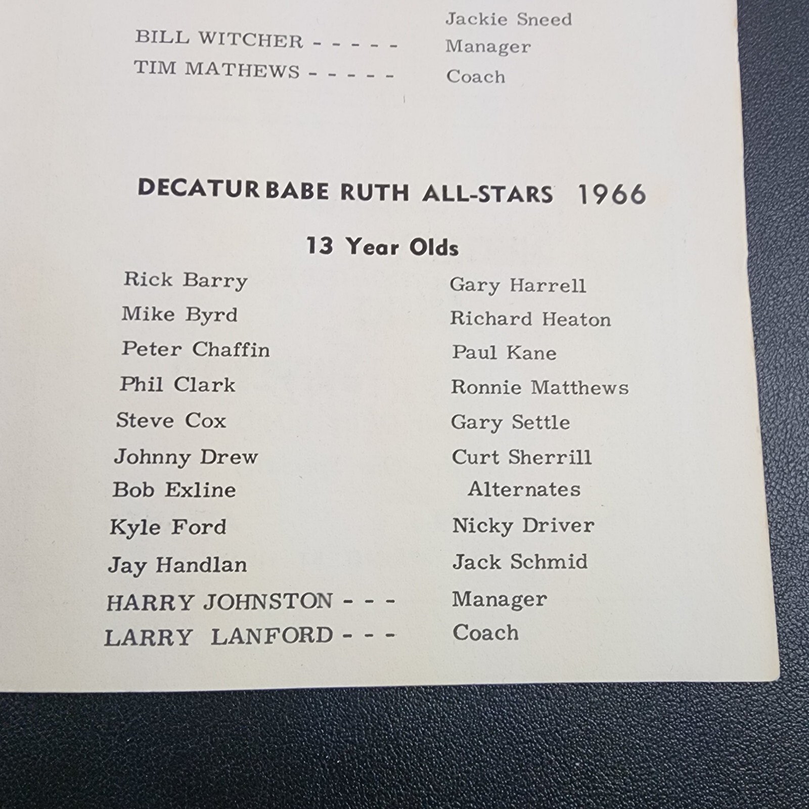 Vintage 1966 Babe Ruth Tournament Program Booklet-Dekalb Co. Georgia