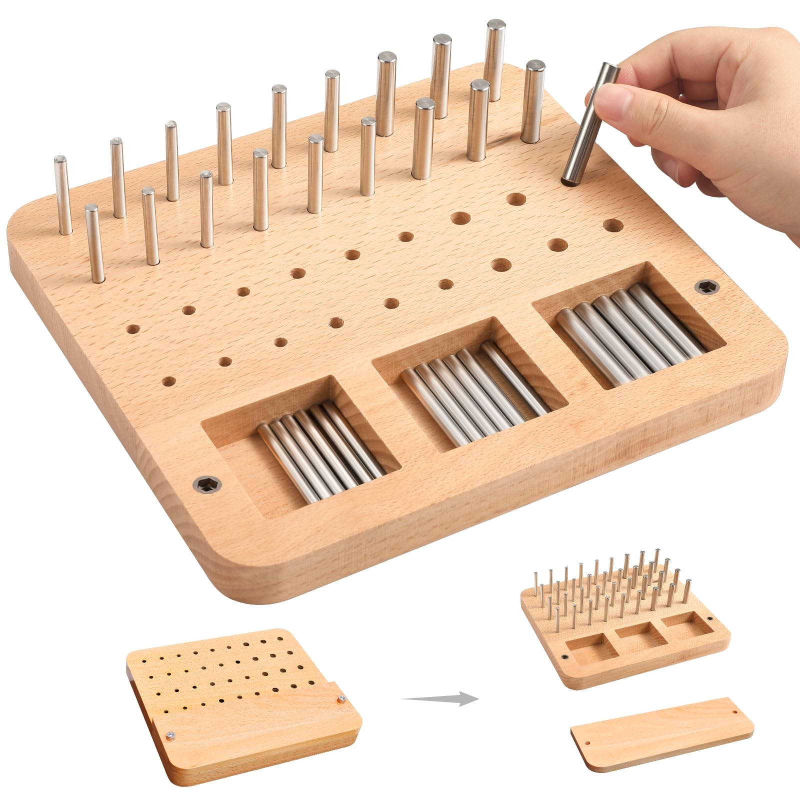 Wooden Peg board for Occupational Therapy with 3 Sizes of Pegs and Holes, Woo...