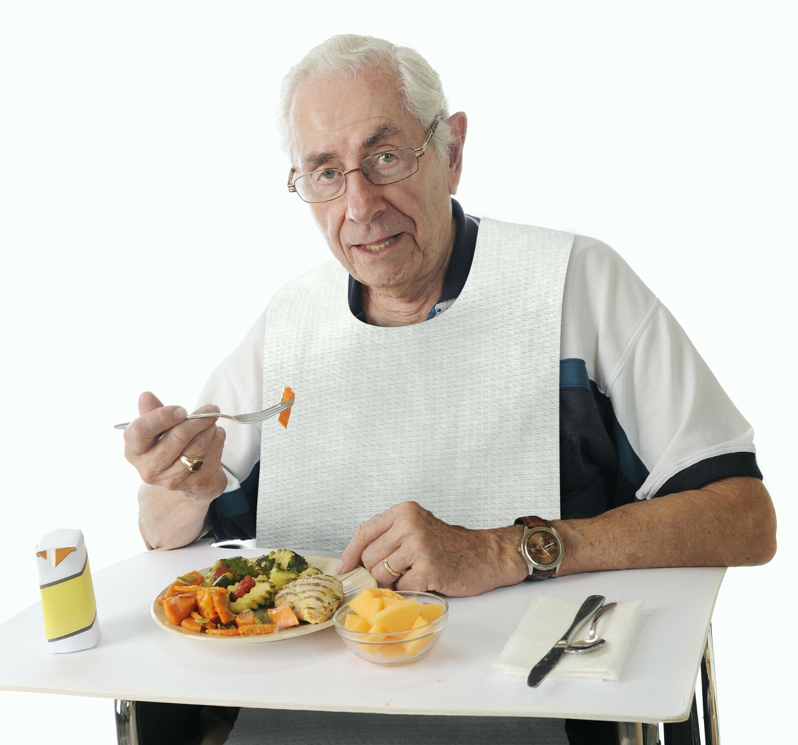 Absorbent Tissue Front Disposable Adult Bibs Fluid Resistant Poly 16" X 33"