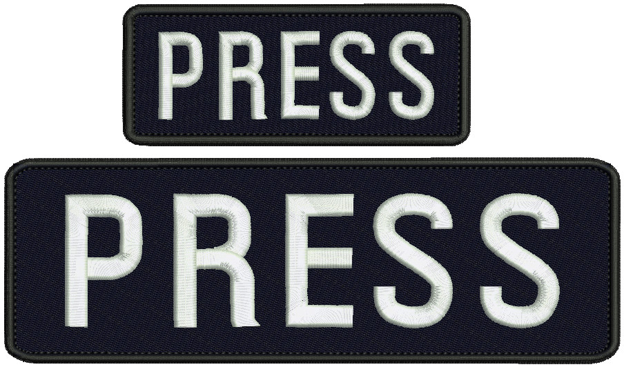 Press embroidery patch 3x9 and 2x5 hook on back black and white