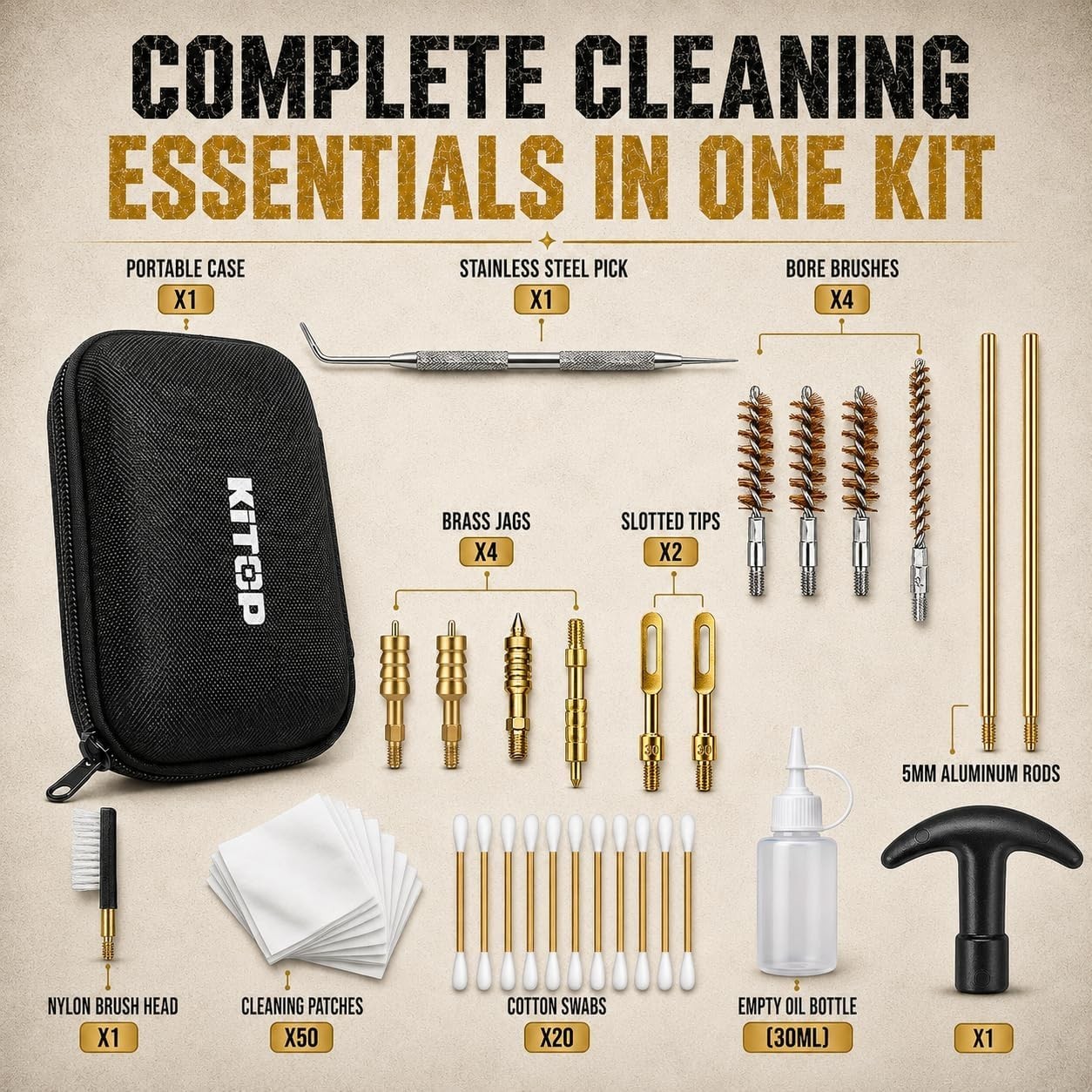 Universal Gun Cleaning Kit for .22, .357, .38, .40 & .45 Caliber