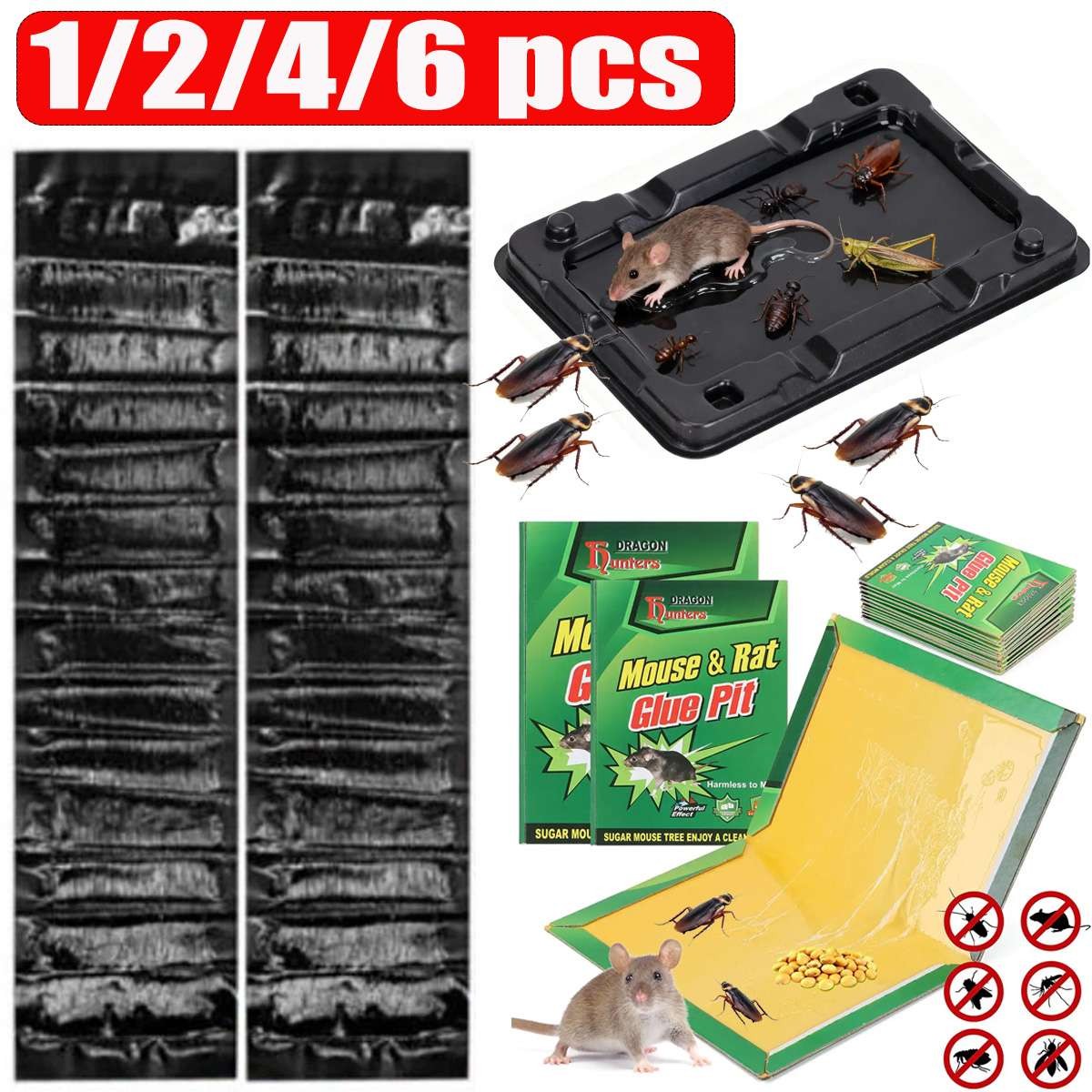 Cockroach Mouse Glue Traps Board Anti Slip Rat Snake Rodent Sticky Pads Pet lot