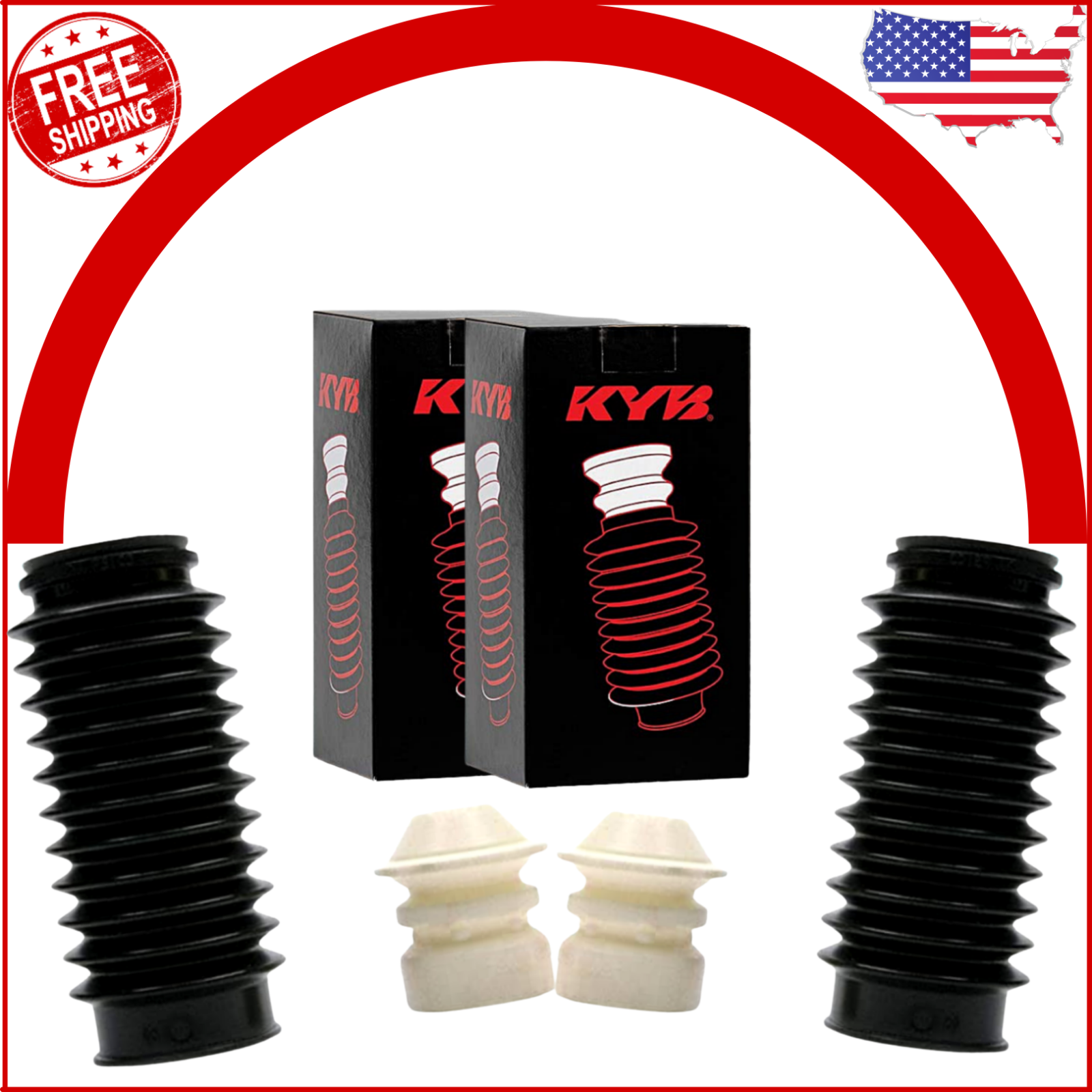 SB108 PAIR KYB SUSPENSION SHOCKS/ STRUTS BELLOW DUST BOOT W/ BUMPER BUMP STOP