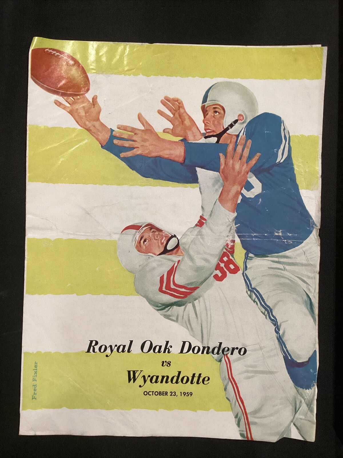 1959 Royal Oak Dondero Vs Wyandotte High School Football Fold-Over Program