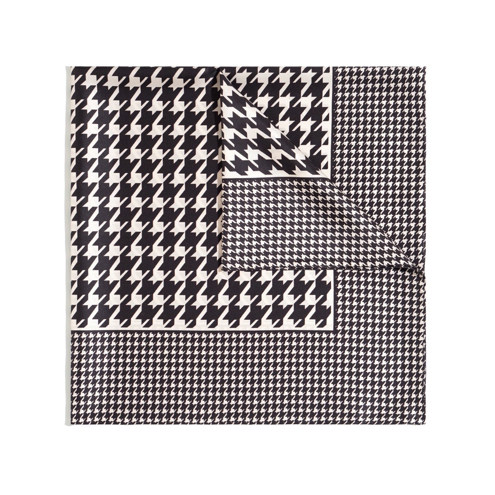 100%  silk black and white houndstooth handmade women's large silk scarf-35"