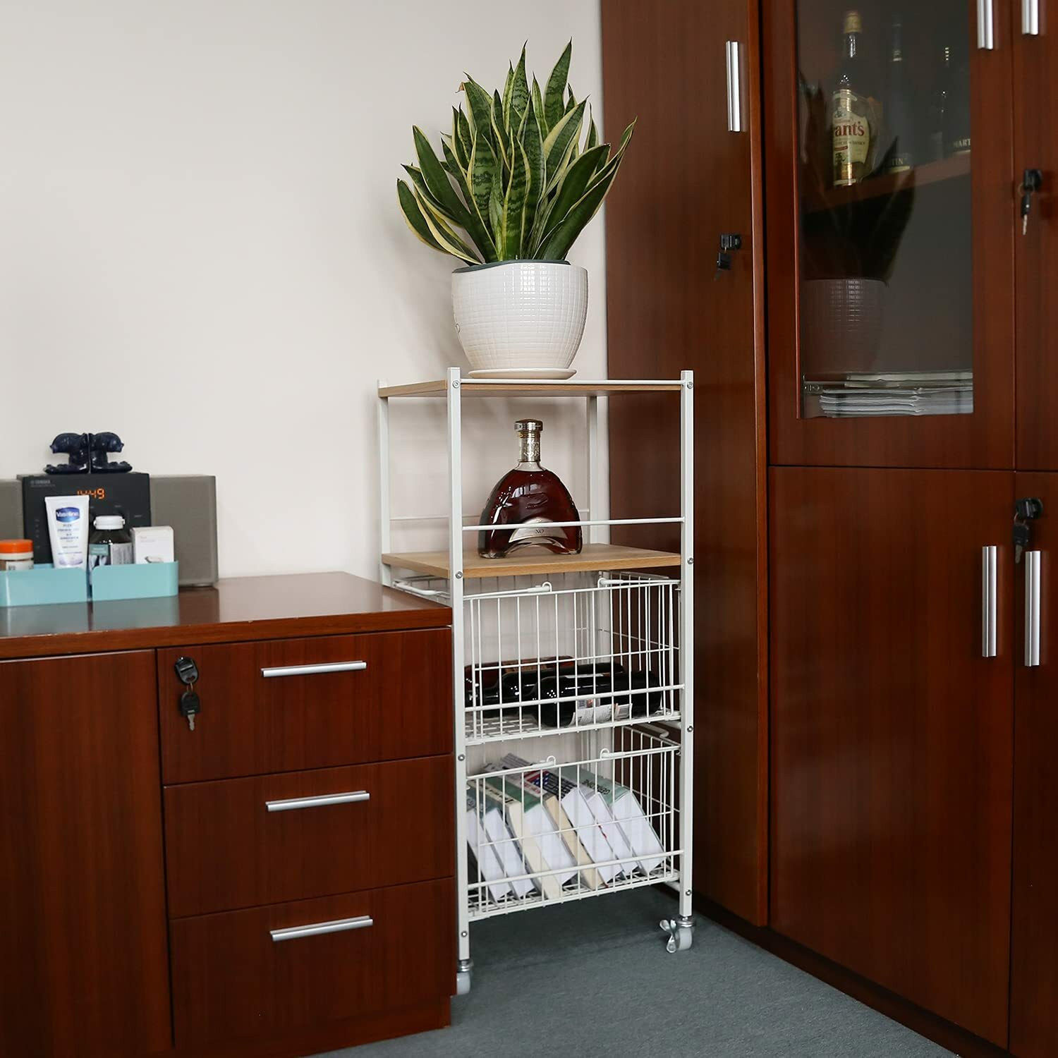 Kitchen Trolley Cart 4 Tiers Storage Rack Trolley Rolling Cart with 4 Wheels