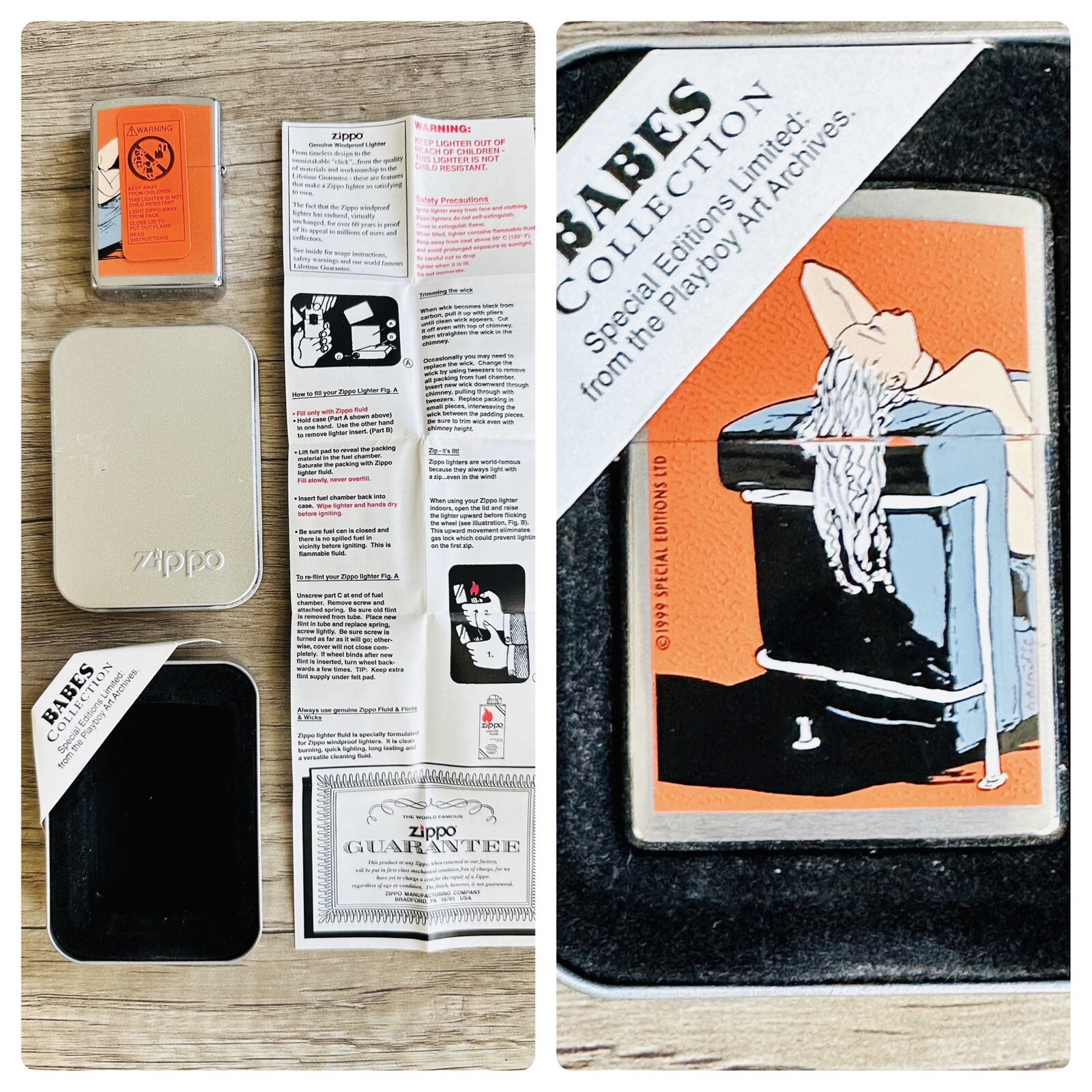 2000 Zippo Lighter Playboy Art Archives BABE IN CHAIR Special Editions Limited