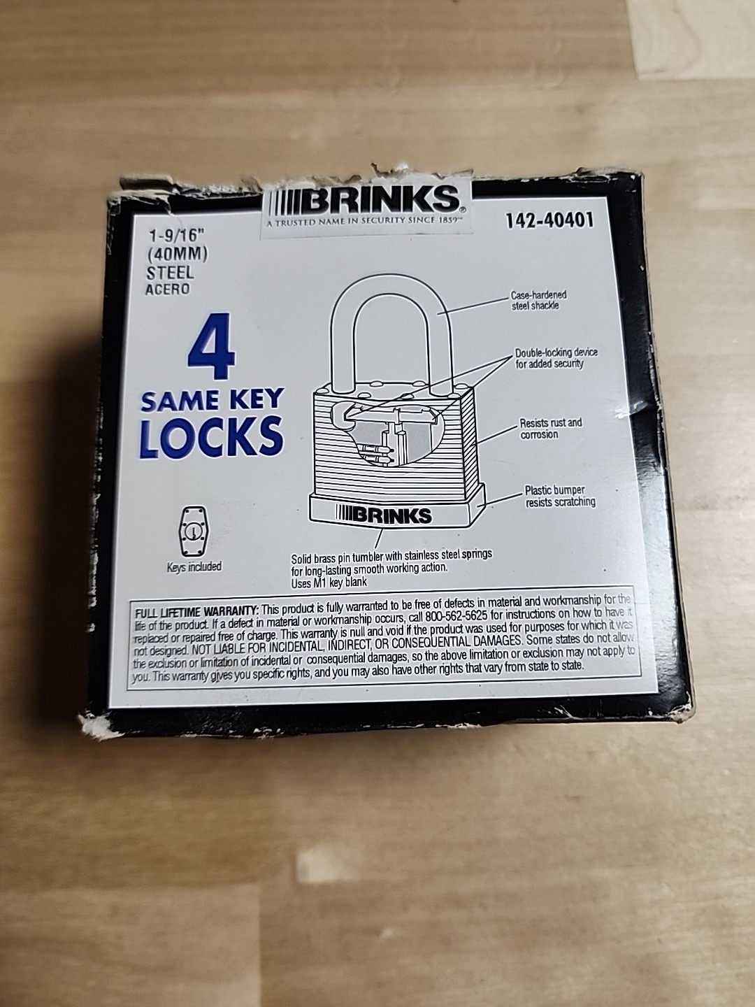 Brinks *Padlocks 4 pcs / Keyed Alike * 1 9/16" Steel