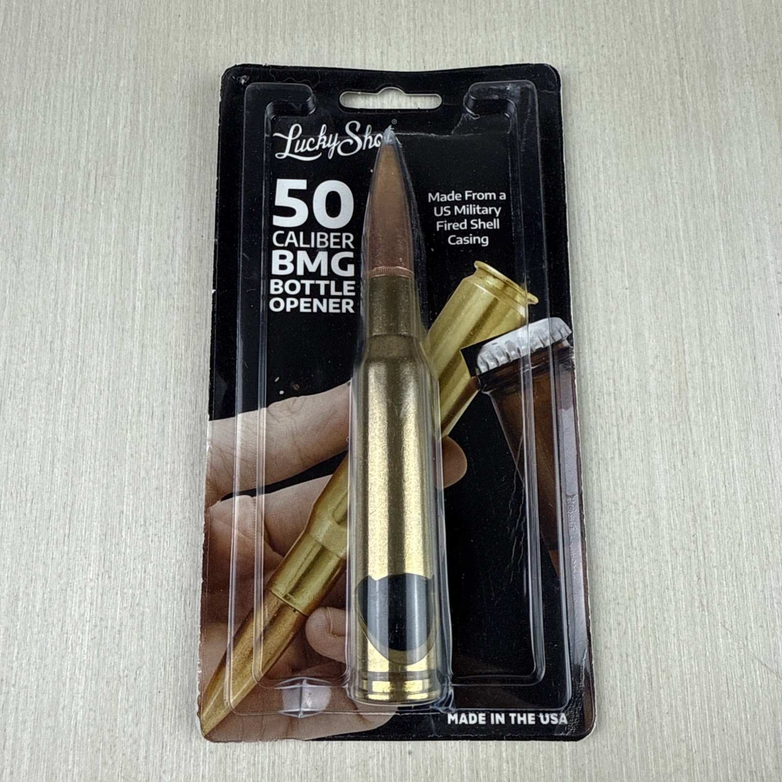 Lucky Shot 50 Caliber BMG Bottle Opener Military USA Made Brass Round New