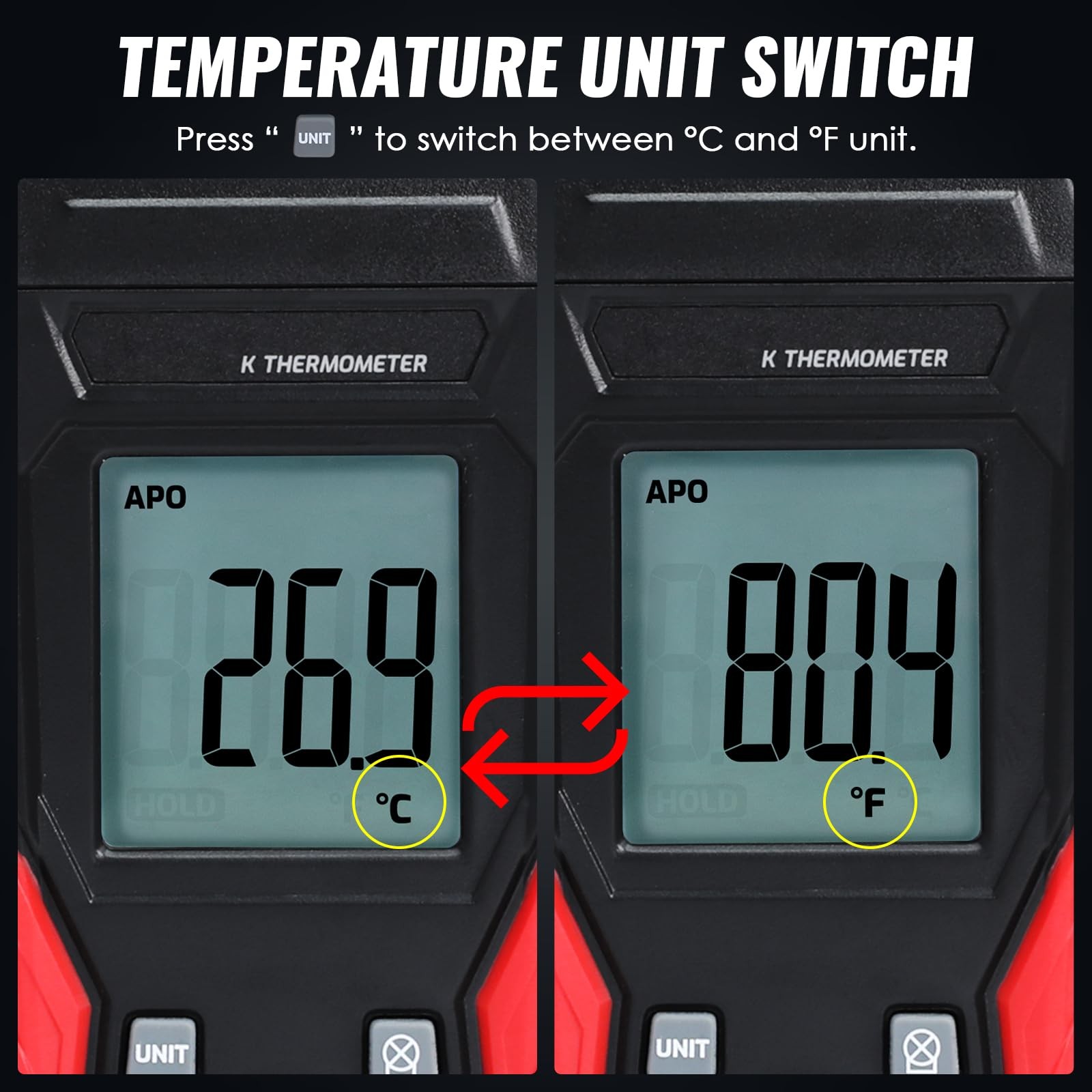 Digital Type K Thermocouple Thermometer HVAC Temperature Clamp Meter,...