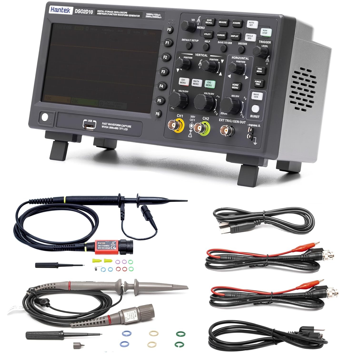 Hantek DSO2D10 Digital Oscilloscopes100MHz 2CH 1GSa/s 8M 1CH Waveform Generator
